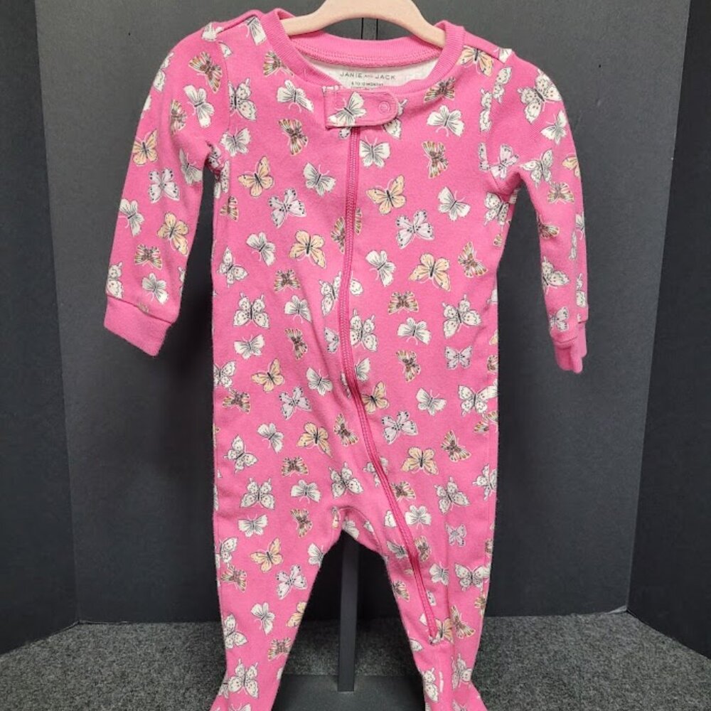 Janie and Jack Baby Good Night Footed Pajamas In Butterfly Sleep Sz 6-12mos